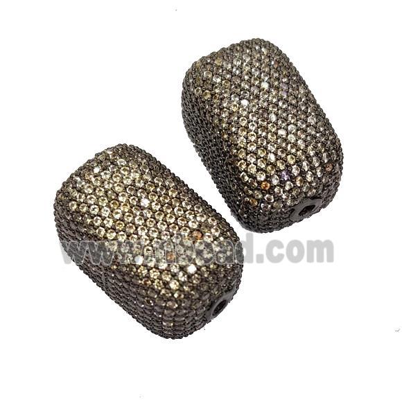 Copper Cuboid Beads Pave Champagne Zircon Black Plated