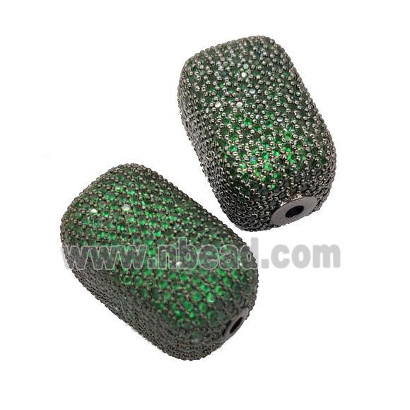 Copper Cuboid Beads Pave Green Zircon Black Plated