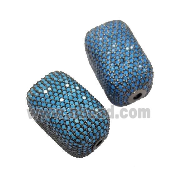 Copper Cuboid Beads Pave Turq Zircon Black Plated