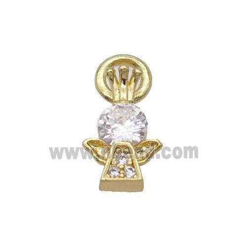 Copper Angel Pendant Pave Zircon Gold Plated