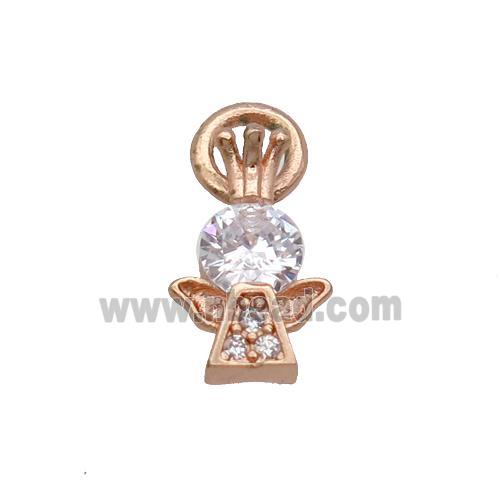 Copper Angel Pendant Pave Zircon Rose Gold