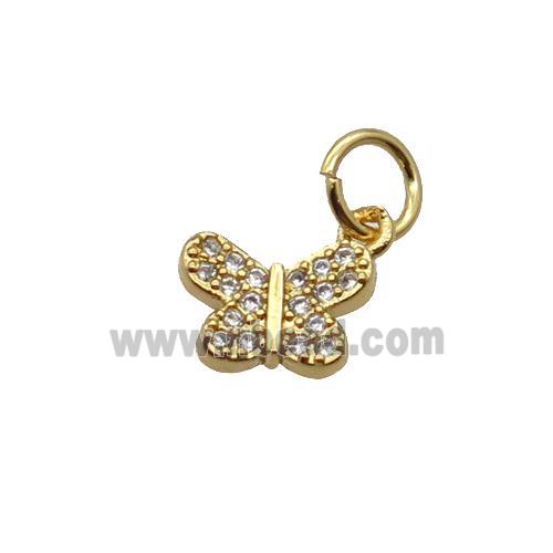 Copper Butterfly Pendant Pave Zircon Gold Plated