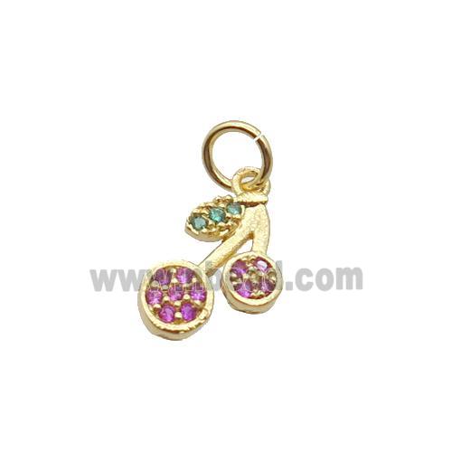 Copper Strawberry Pendant Pave Zircon Gold Plated