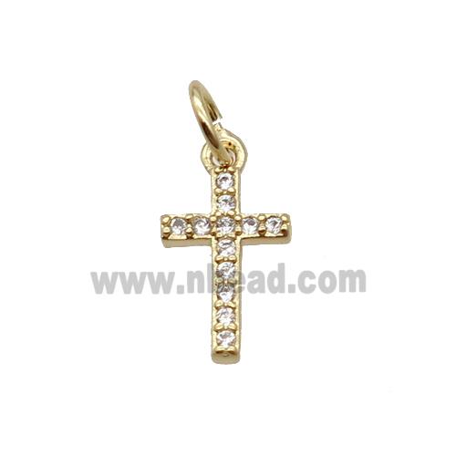 Copper Cross Pendant Pave Zircon Gold Plated