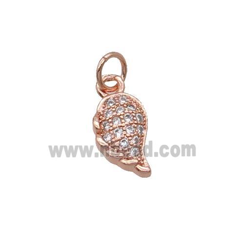Copper Pendant Pave Zircon Angel Wing Rose Gold