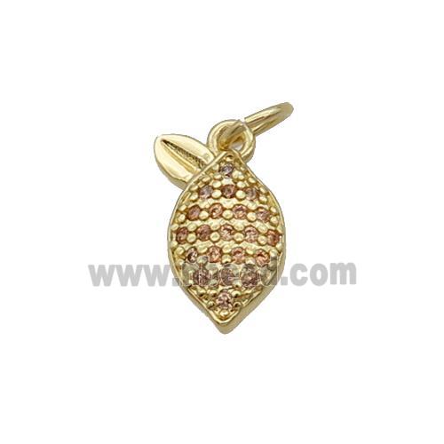 Copper Pineapple Pendant Pave Zircon Gold Plated