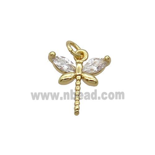 Copper Dragonfly Pendant Pave Zircon Gold Plated