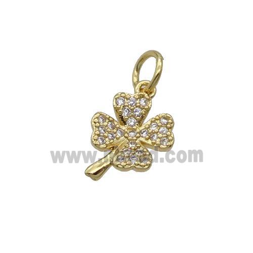 Copper Clover Pendant Pave Zircon Gold Plated