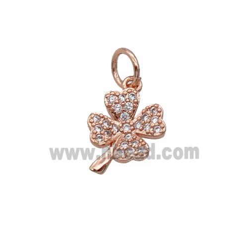 Copper Clover Pendant Pave Zircon Rose Gold
