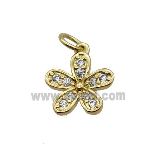 Copper Flower Pendant Pave Zircon Gold Plated