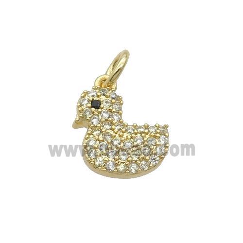 Copper Duck Pendant Pave Zircon Gold Plated