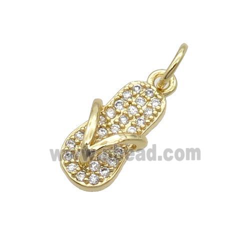 Copper Shoes Pendant Pave Zircon Gold Plated