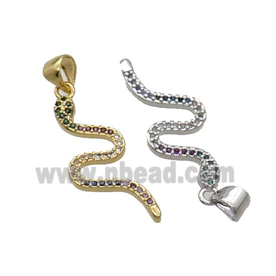 Copper Snake Pendant Pave Zircon Mixed