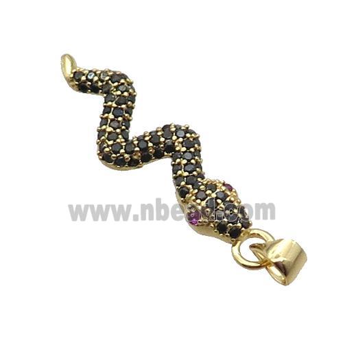 Copper Snake Pendant Pave Zircon Gold Plated