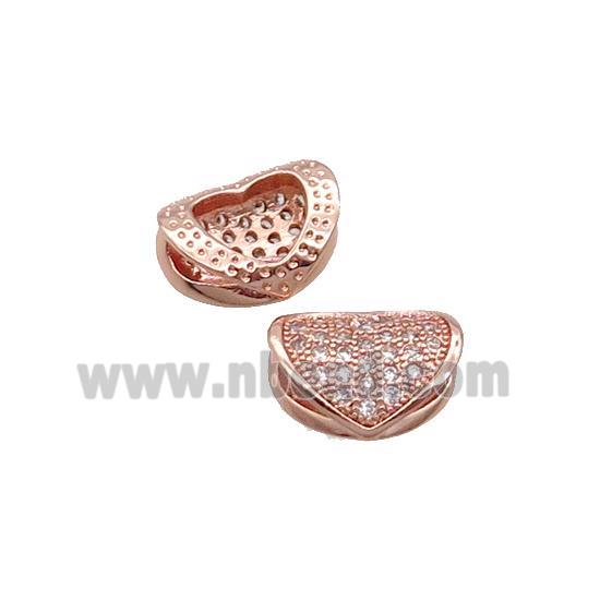 Copper Heart Beads Pave Zircon Rose Gold