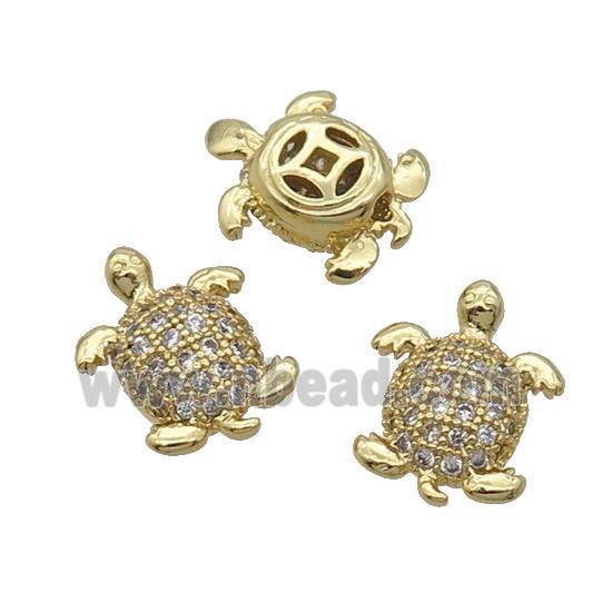 Copper Tortoise Beads Pave Zircon Gold Plated