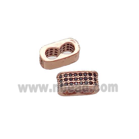 Copper Beads Pave Zircon 2hole Rose Gold