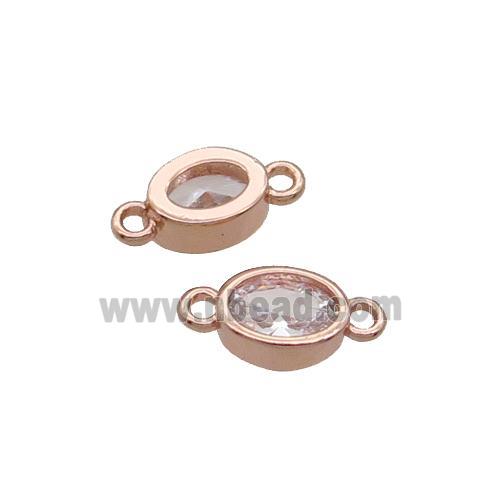 Copper Oval Connector Pave Zircon Rose Gold
