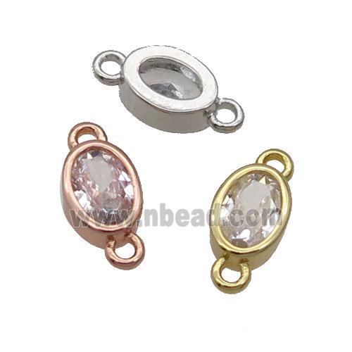 Copper Oval Connector Pave Zircon Mixed