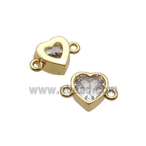 Copper Heart Connector Pave Zircon Gold Plated