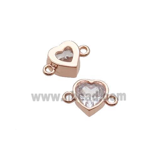 Copper Heart Connector Pave Zircon Rose Gold