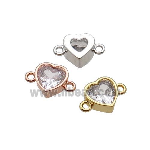 Copper Heart Connector Pave Zircon Mixed