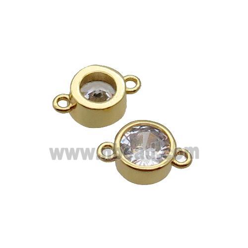 Copper Circle Connector Pave Zircon Gold Plated