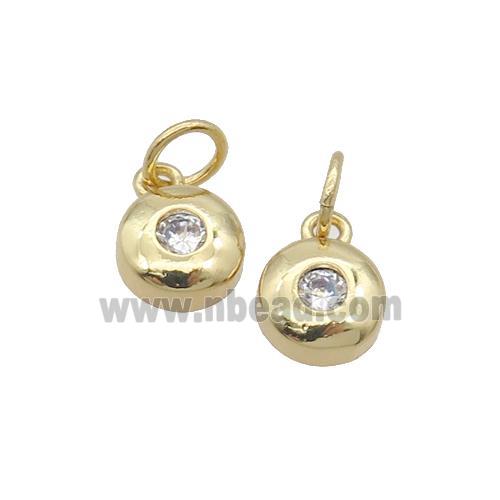 Copper Coin Pendant Pave Zircon Gold Plated