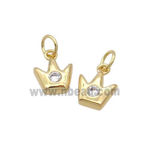 Copper Crown Pendant Pave Zircon Gold Plated