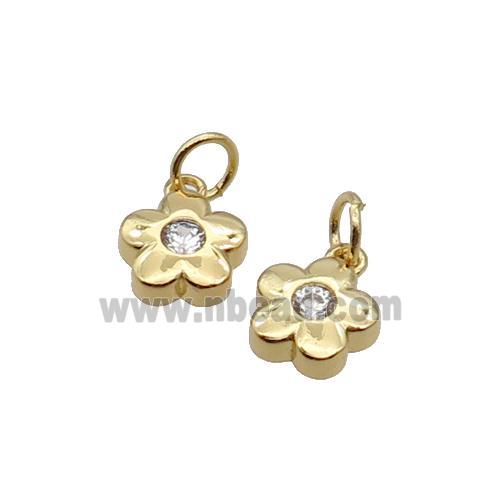 Copper Flower Pendant Pave Zircon Gold Plated
