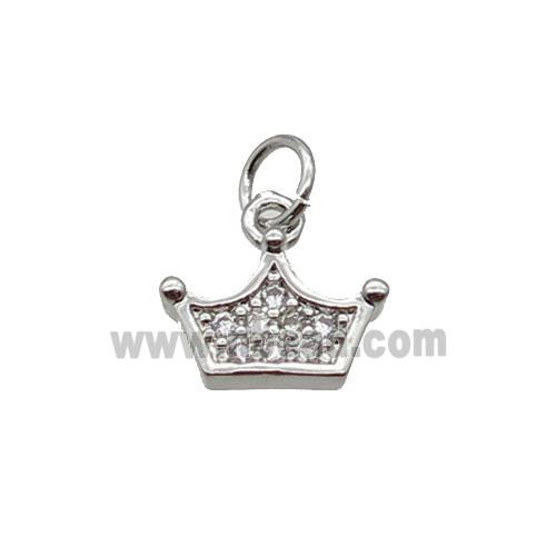Copper Crown Pendant Pave Zircon Platinum Plated