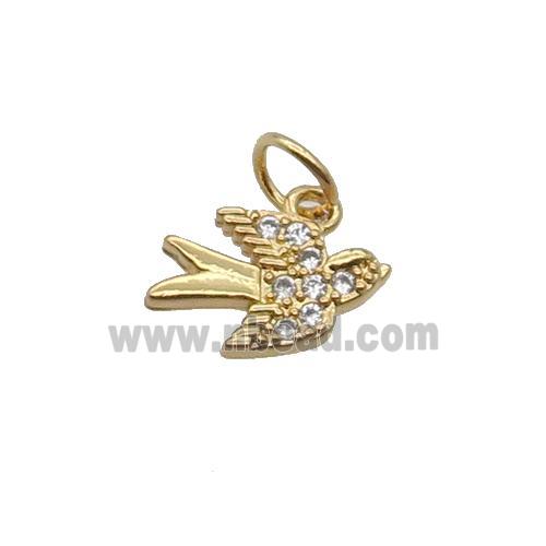 Copper Swallow Pendant Pave Zircon Birds Gold Plated