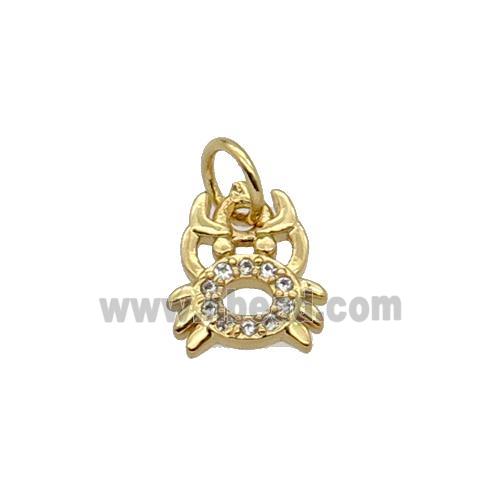 Copper Crab Charm Pendant Pave Zircon Gold Plated