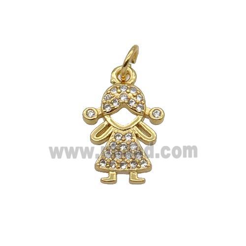 Copper Girl Pendant Pave Zircon Kids Gold Plated