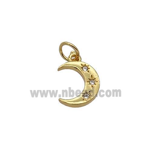 Copper Moon Pendant Pave Zircon Gold Plated