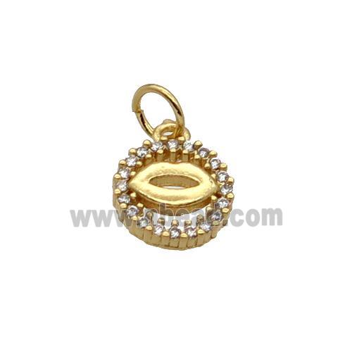 Copper Lips Pendant Pave Zircon Circle Gold Plated