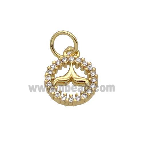 Copper Sharktail Pendant Pave Zircon Circle Gold Plated
