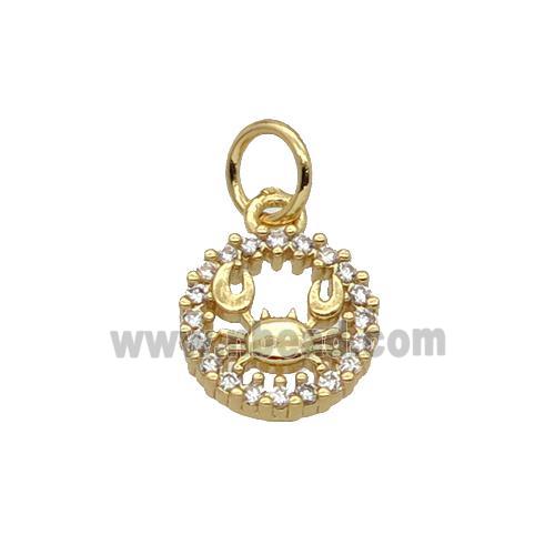 Copper Crab Pendant Pave Zircon Circle Gold Plated