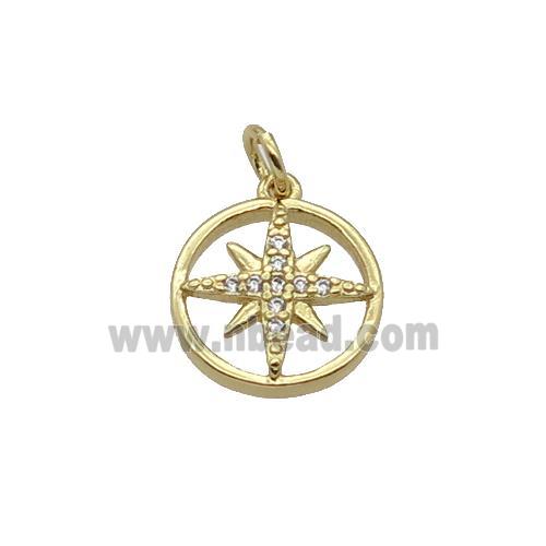 Copper NorthStar Pendant Pave Zircon Gold Plated