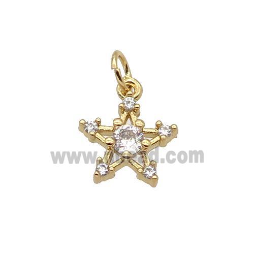 Copper Star Pendant Pave Zircon Gold Plated