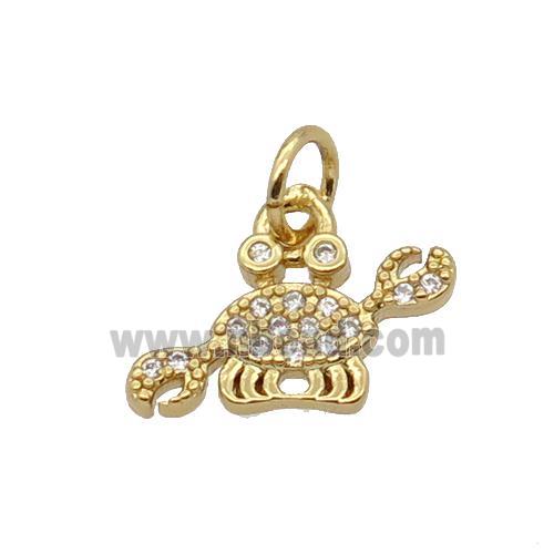 Copper Crab Pendant Pave Zircon Gold Plated