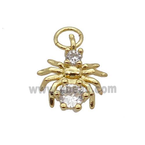 Copper Spider Pendant Pave Zircon Gold Plated