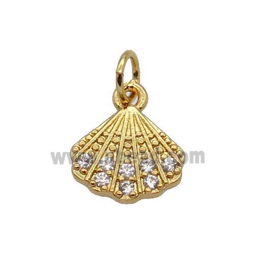 Copper Pendant Pave Zircon Conchshell Gold Plated