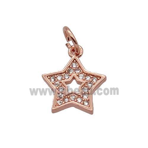 Copper Star Pendant Pave Zircon Rose Gold