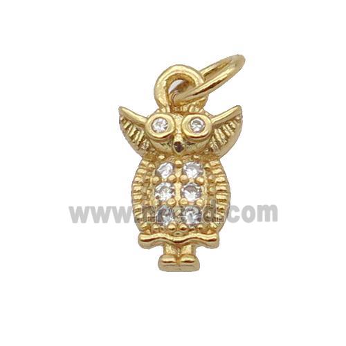 Copper Owl Pendant Pave Zircon Gold Plated
