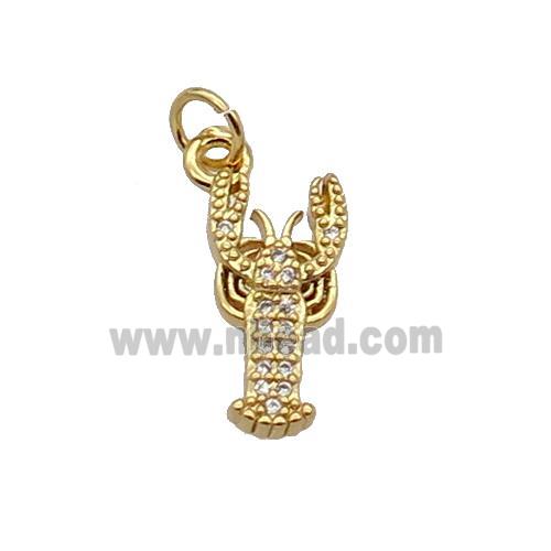 Copper Lobster Pendant Pave Zircon Gold Plated