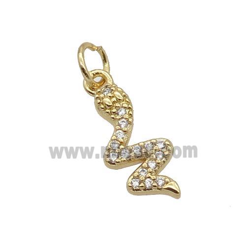 Copper Snake Pendant Pave Zircon Gold Plated