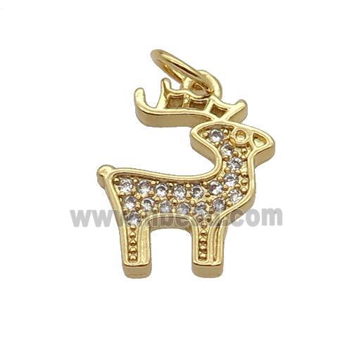 Copper Reindeer Pendant Pave Zircon Christmas Gold Plated