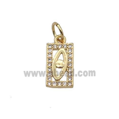 Copper Rectangle Pendant Pave Zircon Earth Gold Plated