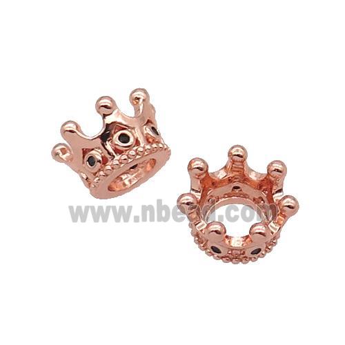 Copper Crown Beads Pave Zircon Rose Gold